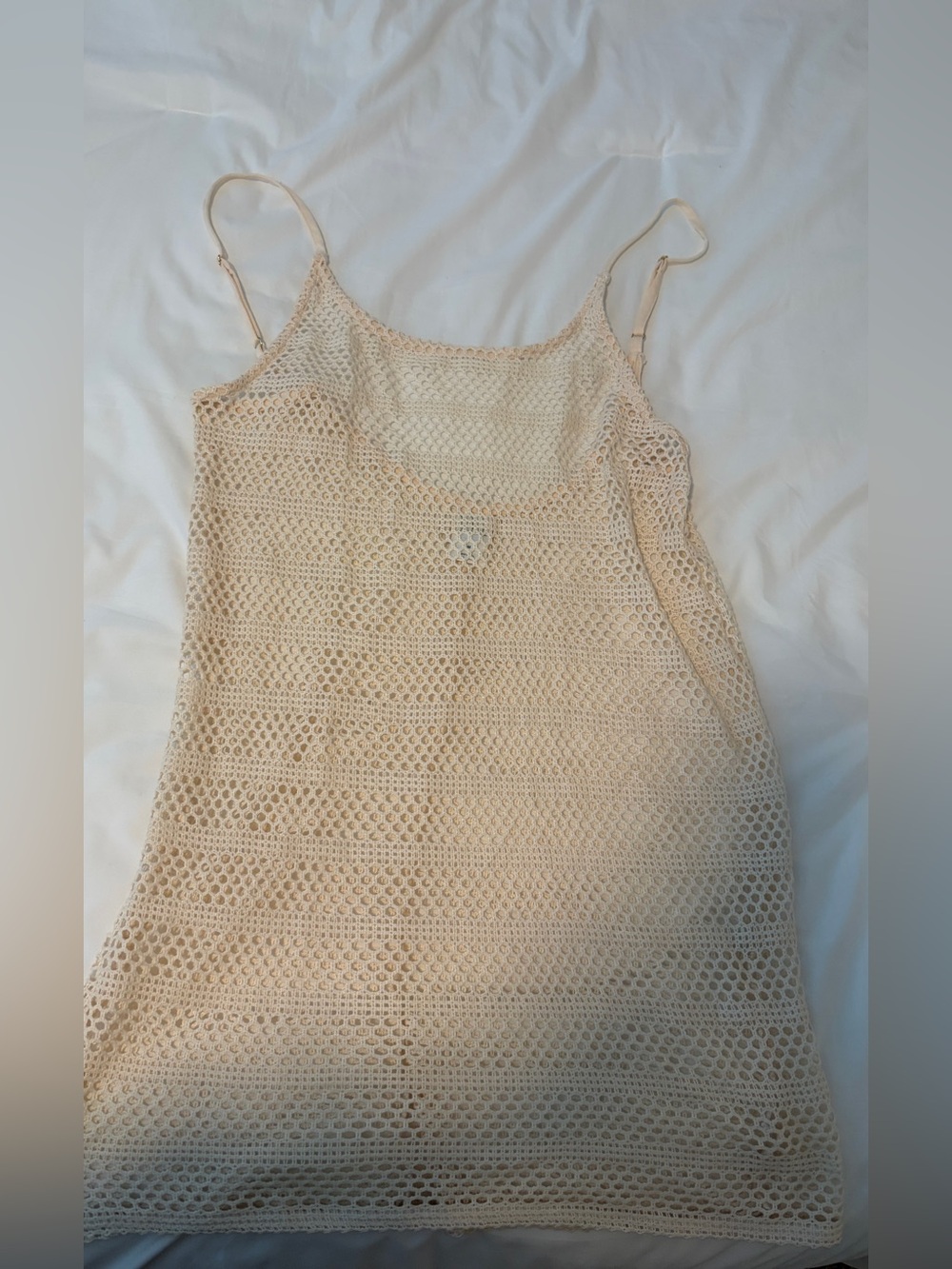 Wild Fable Cream Crochet Tank Dress Swim Coverup Size Medium